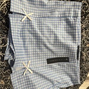 Light Blue Gingham Skort with White Bows
